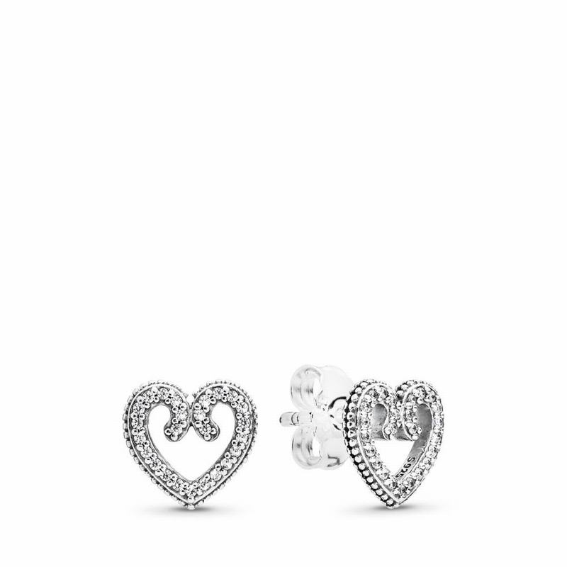 Pandora Heart Swirls Stud Earrings Silver Egypt IB9743562